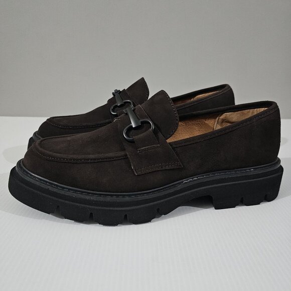 Sofft Shoes - Sofft Satara Chunky Horsebit Loafer Lug Sole Chocolate Brown Suede Size 9.5